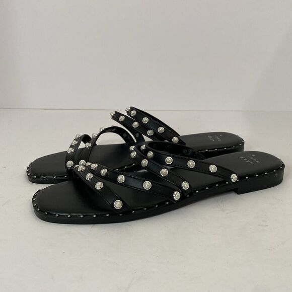 A New Day Black Embellished Sandals with Pearls - Picture 5 of 8